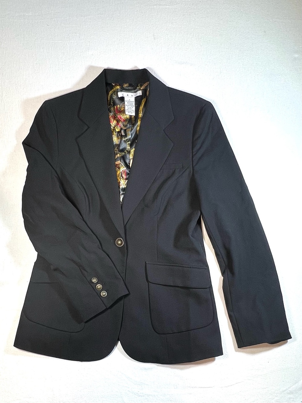 CAbi Black Men's Sport Coat with Patterned Lining